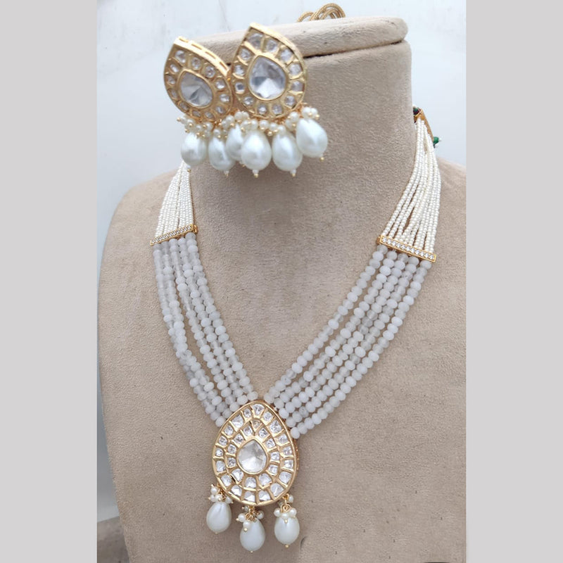 Jewel Addiction Gold Plated Polki Kundan Pearl And Beads Necklace Set