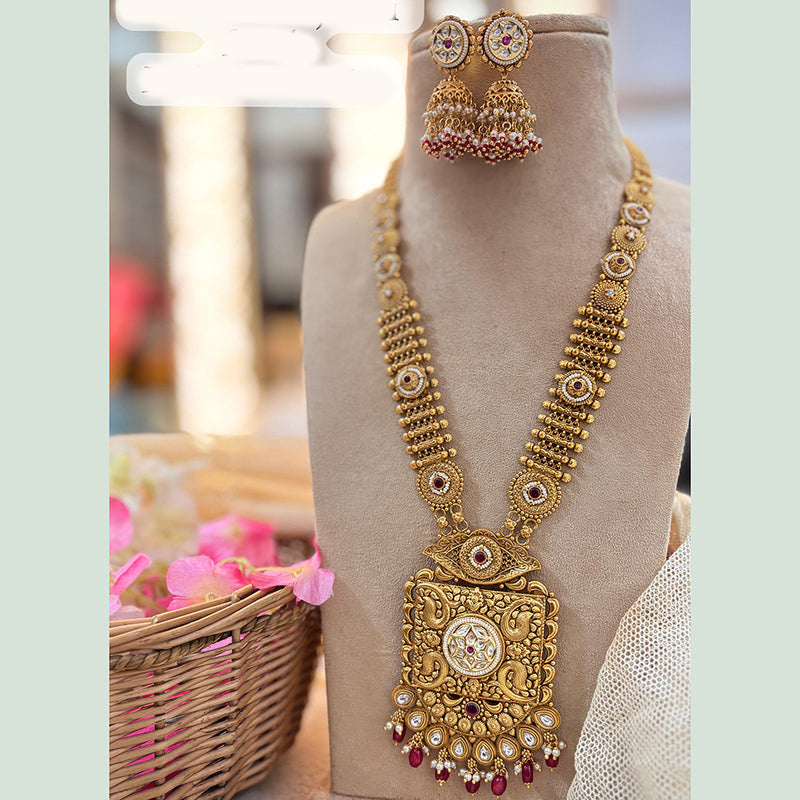 Jewel Addiction Copper Gold Pota Stone Long Necklace Set