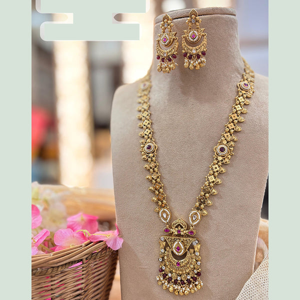 Jewel Addiction Copper Gold Pota Stone Long Necklace Set