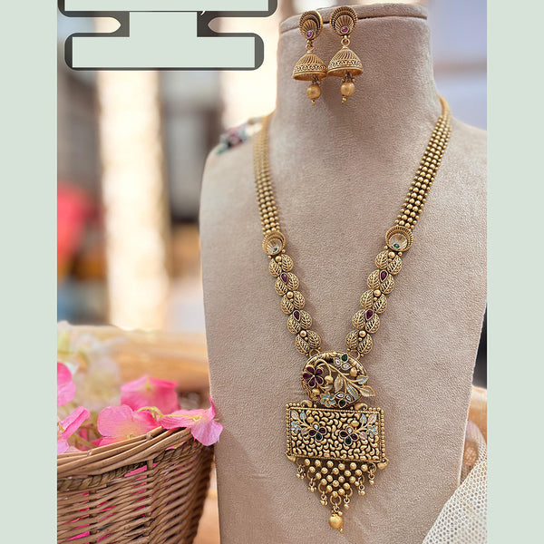 Jewel Addiction Copper Gold Pota Stone Long Necklace Set