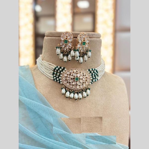 Jewel Addiction Gold Plated Polki Kundan And Beads Choker Necklace Set