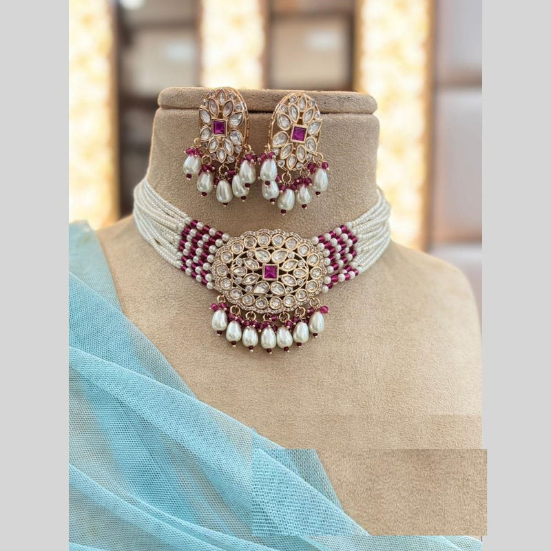 Jewel Addiction Gold Plated Polki Kundan And Beads Choker Necklace Set