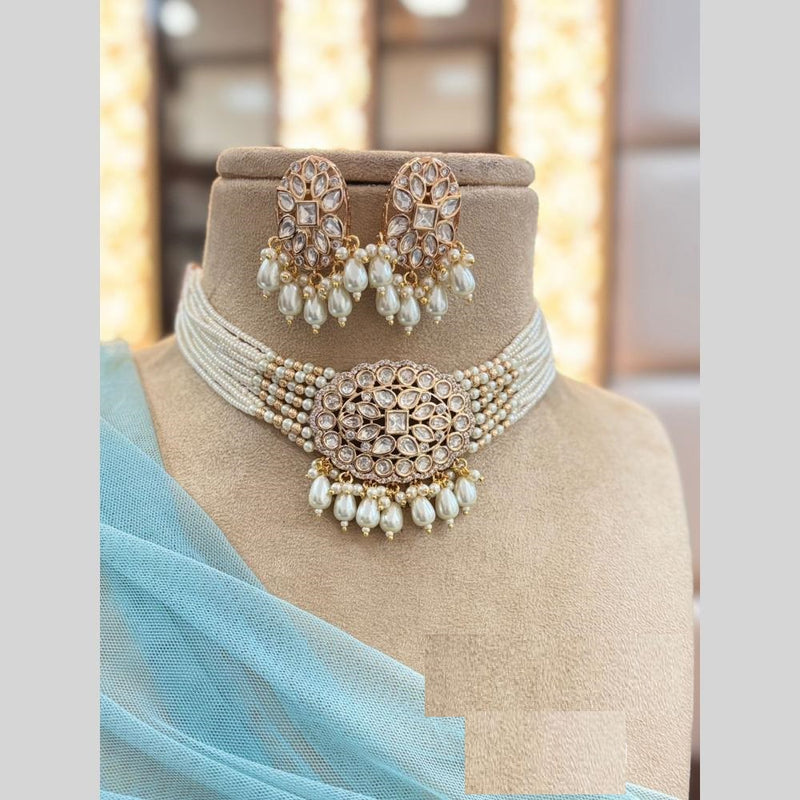 Jewel Addiction Gold Plated Polki Kundan And Beads Choker Necklace Set