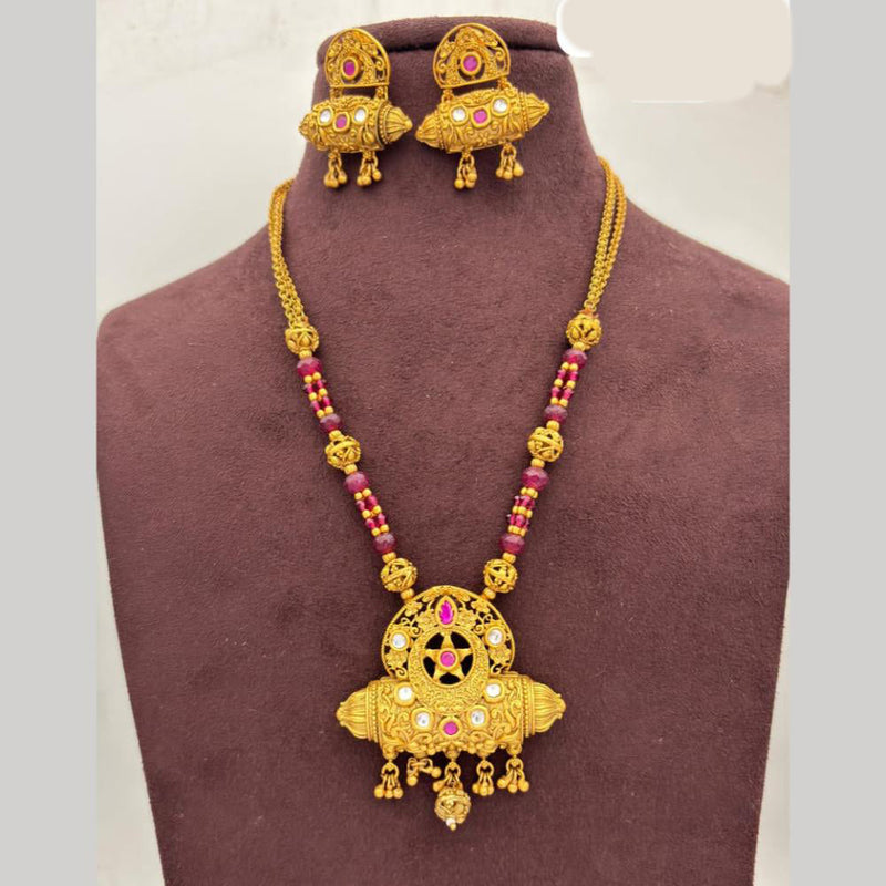 Jewel Addiction Gold Plated Pota Stone And Pearls Necklace Set