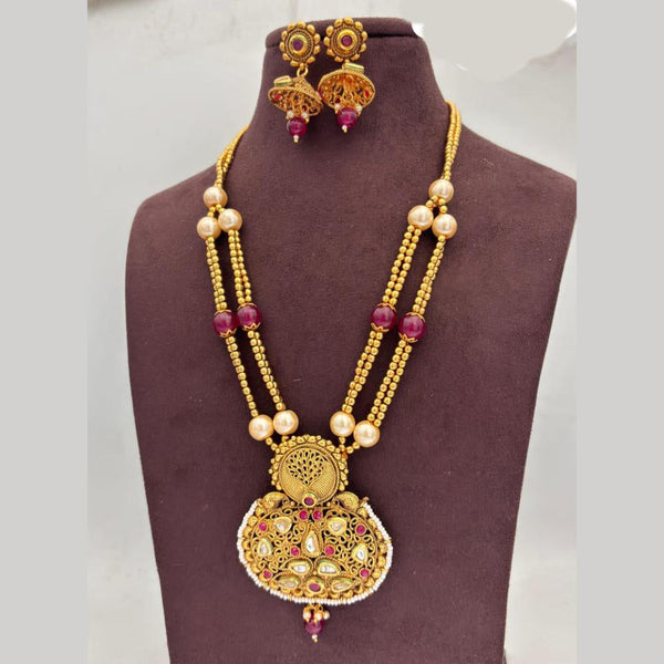 Jewel Addiction Gold Plated Pota Stone And Pearls Necklace Set