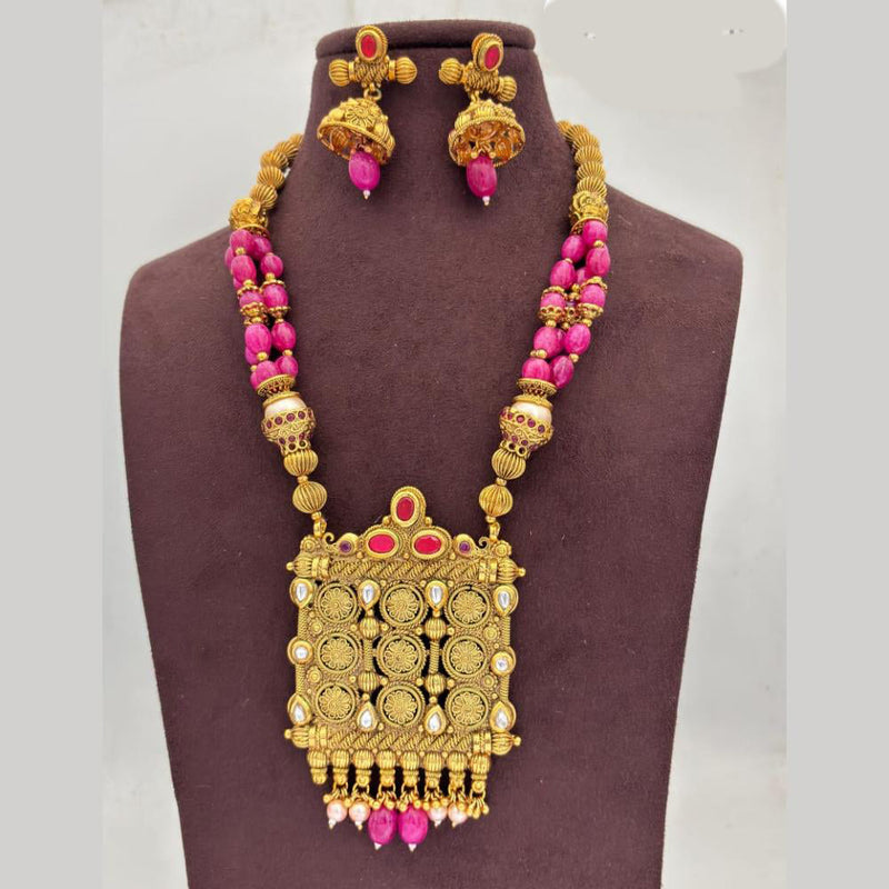 Jewel Addiction Gold Plated Kundan Stone And Beads Necklace Set