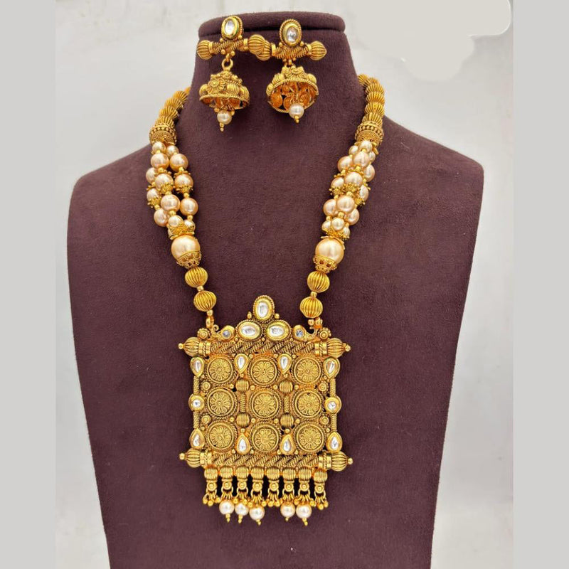 Jewel Addiction Gold Plated Kundan Stone And Beads Necklace Set