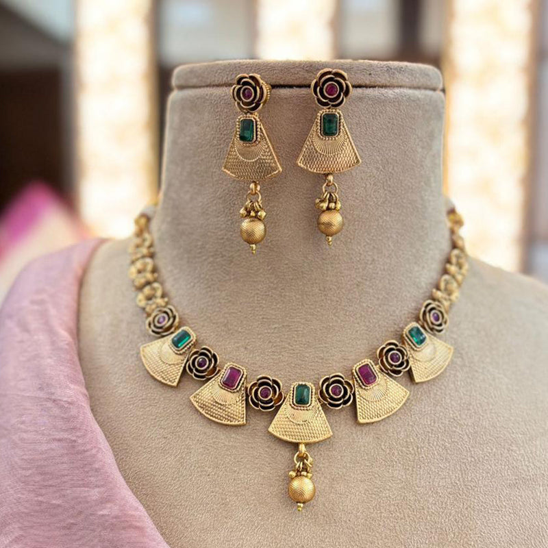 Jewel Addiction Gold Plated Pota Stone Choker Necklace Set