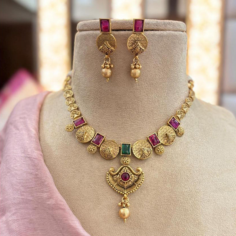 Jewel Addiction Gold Plated Pota Stone Necklace Set