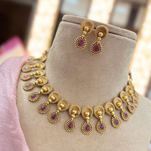 Jewel Addiction Gold Plated Pota Stone Necklace Set