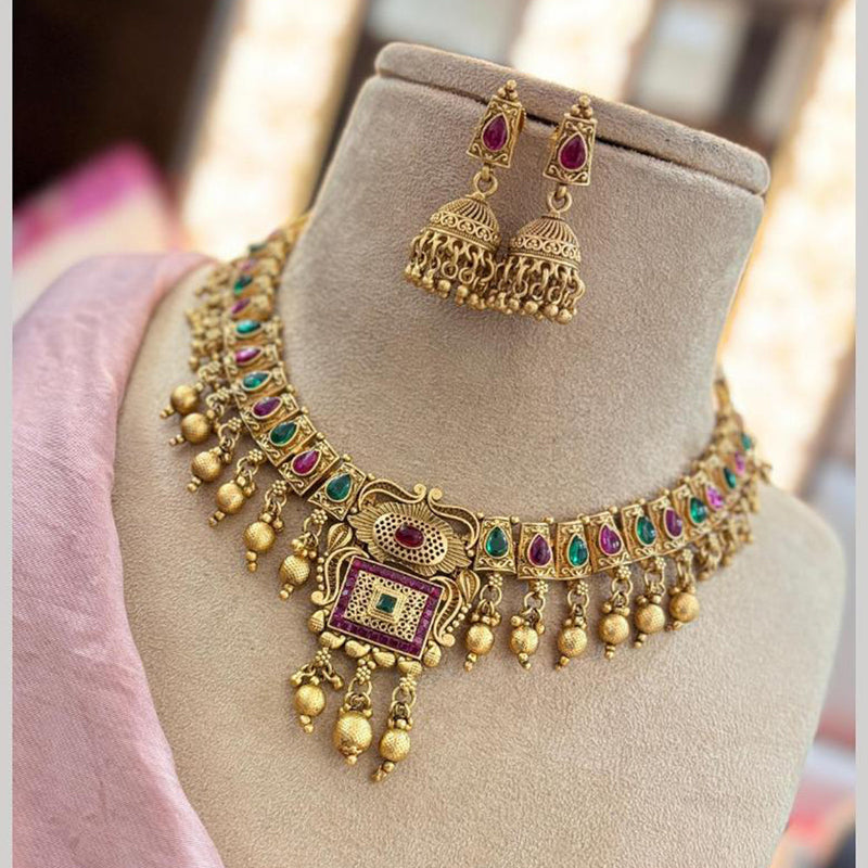 Jewel Addiction Gold Plated Pota Stone Necklace Set