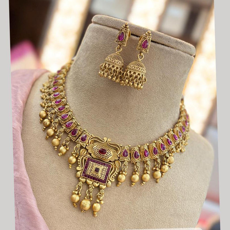 Jewel Addiction Gold Plated Pota Stone Necklace Set