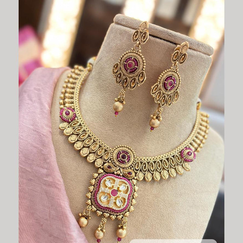 Jewel Addiction Gold Plated Pota Stone Necklace Set