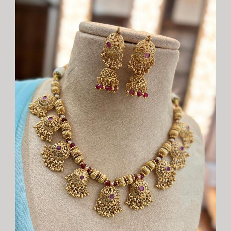 Jewel Addiction Gold Plated Pota Stone Necklace Set