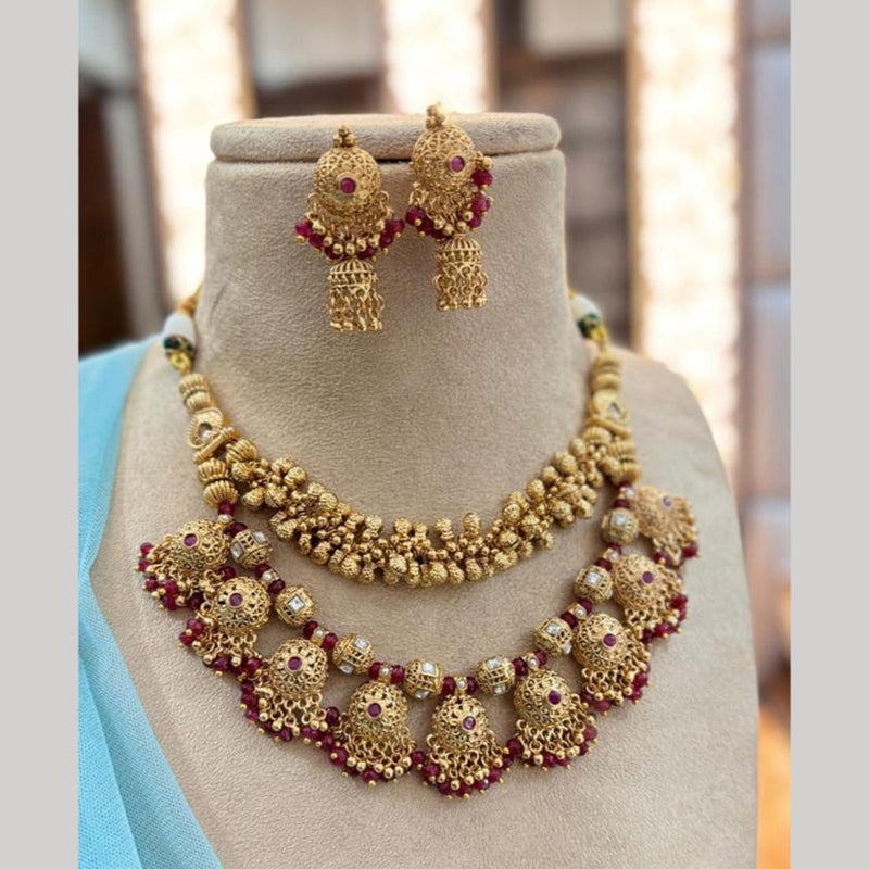 Jewel Addiction Gold Plated Pota Stone Necklace Set