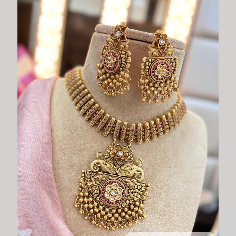 Jewel Addiction Gold Plated Kundan Stone Necklace Set