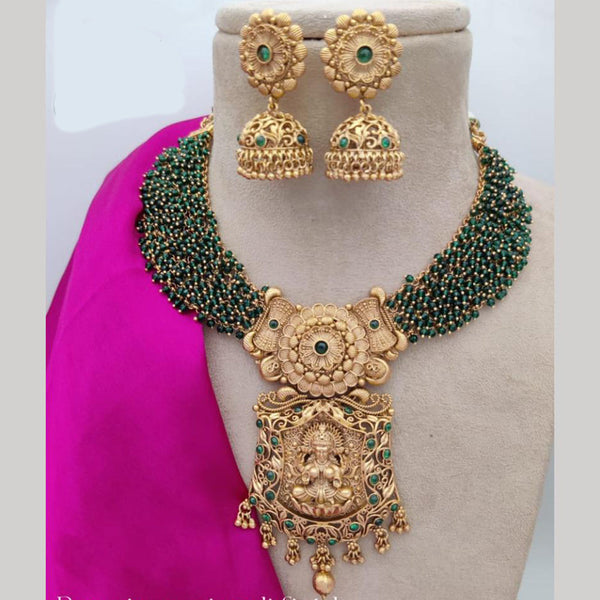 Jewel Addiction Gold Plated Kundan Stone And Pearls Temple Choker Necklace Set