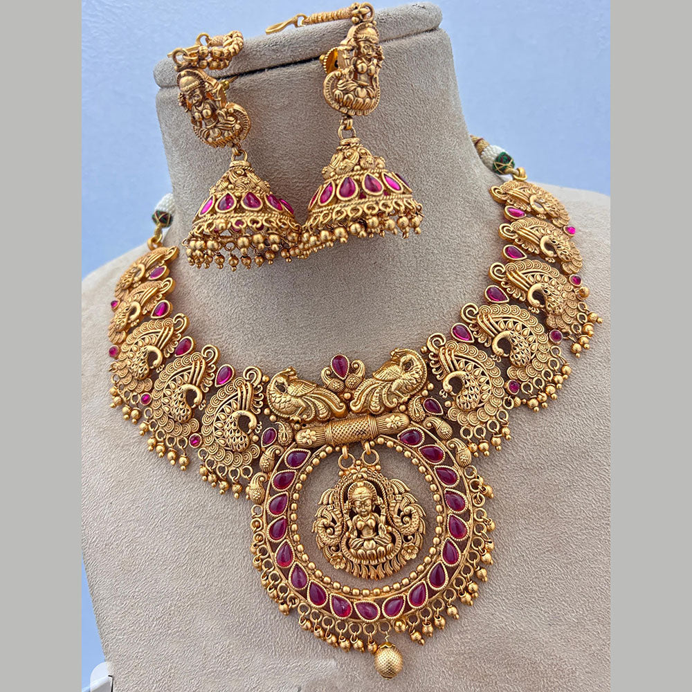 Jewel Addiction Gold Plated Pota Stone Temple Necklace Set