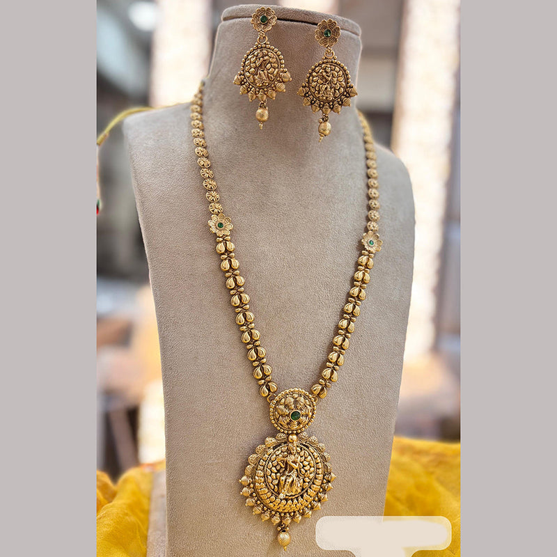 Jewel Addiction Gold Plated Pota Stone Temple Long Necklace Set