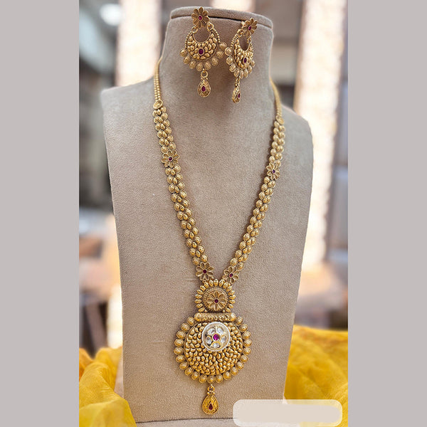 Jewel Addiction Gold Plated Pota Stone Long Necklace Set