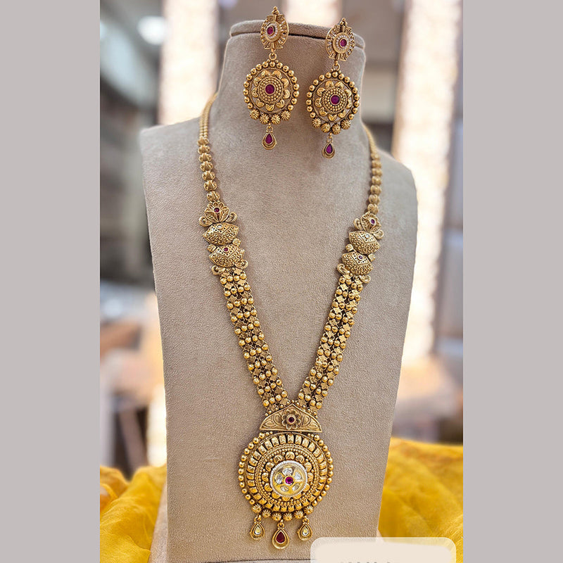 Jewel Addiction Gold Plated Pota Stone Long Necklace Set