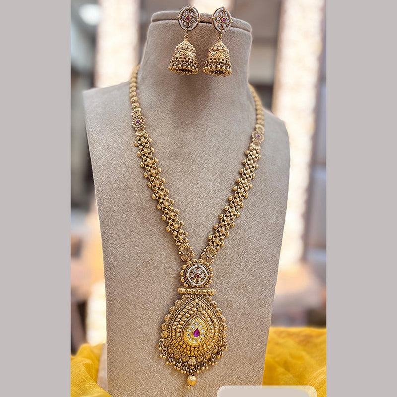 Jewel Addiction Gold Plated Pota Stone Long Necklace Set