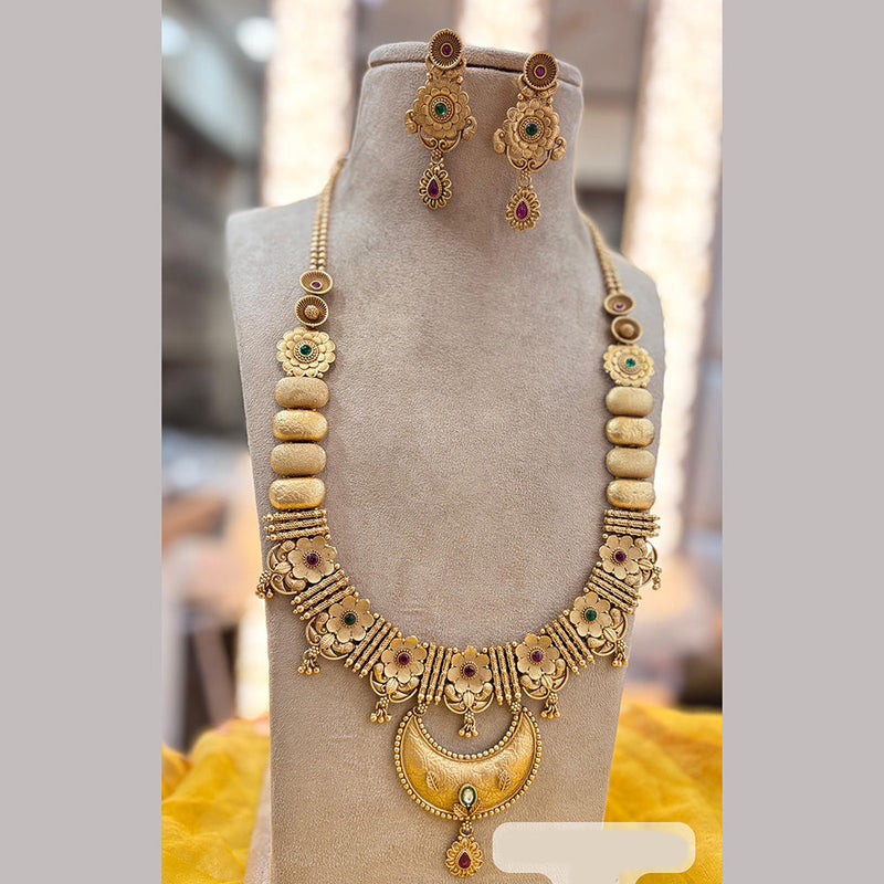 Jewel Addiction Gold Plated Pota Stone Long Necklace Set