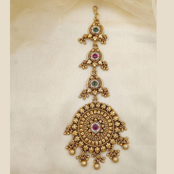 Jewel Addiction Gold Plated Pota Stone And Beads Maangtikka