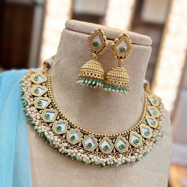 Jewel Addiction Gold Plated Pota Stone Necklace Set
