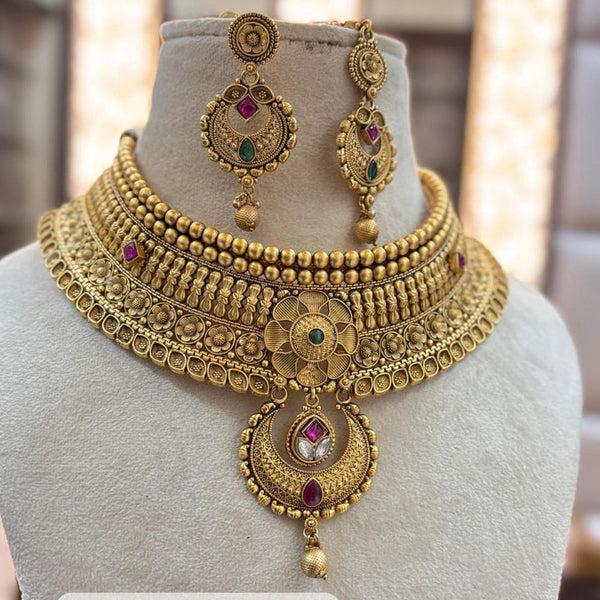 Jewel Addiction Gold Plated Pota Stone Necklace Set
