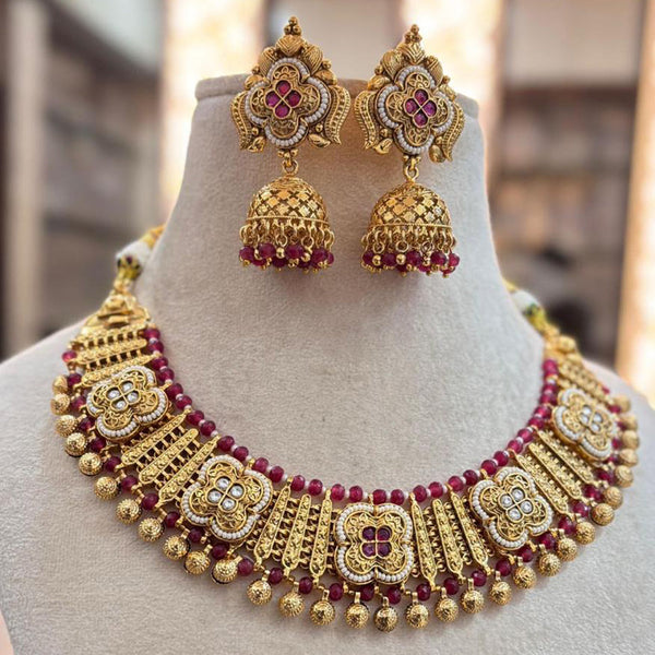 Jewel Addiction Gold Plated Pota Stone Necklace Set