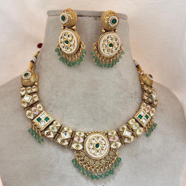 Jewel Addiction Gold Plated Pota Stone Necklace Set
