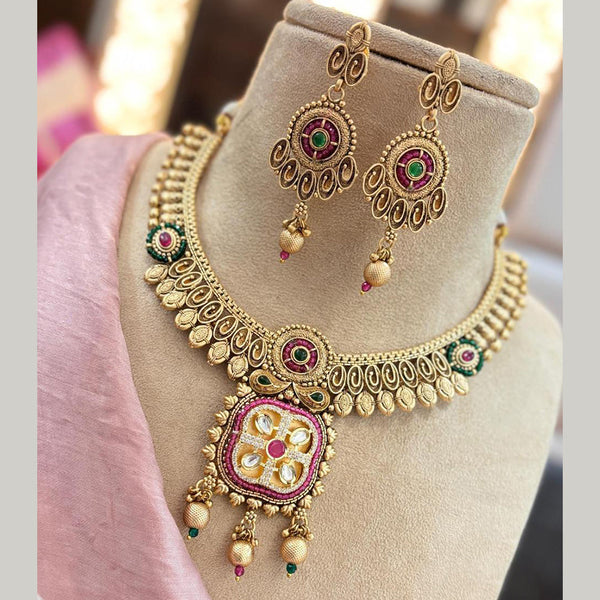 Jewel Addiction Gold Plated Pota Stone Necklace Set