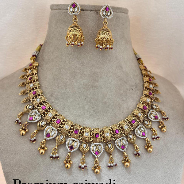 Jewel Addiction Gold Plated Pota Stone Necklace Set