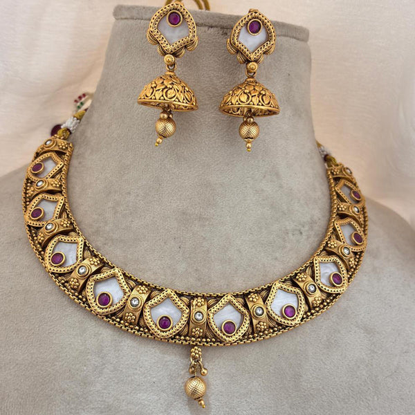 Jewel Addiction Gold Plated Pota Stone Necklace Set