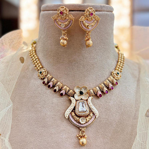 Jewel Addiction Gold Plated Pota Stone Necklace Set