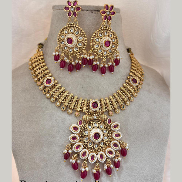 Jewel Addiction Gold Plated Pota Stone Necklace Set