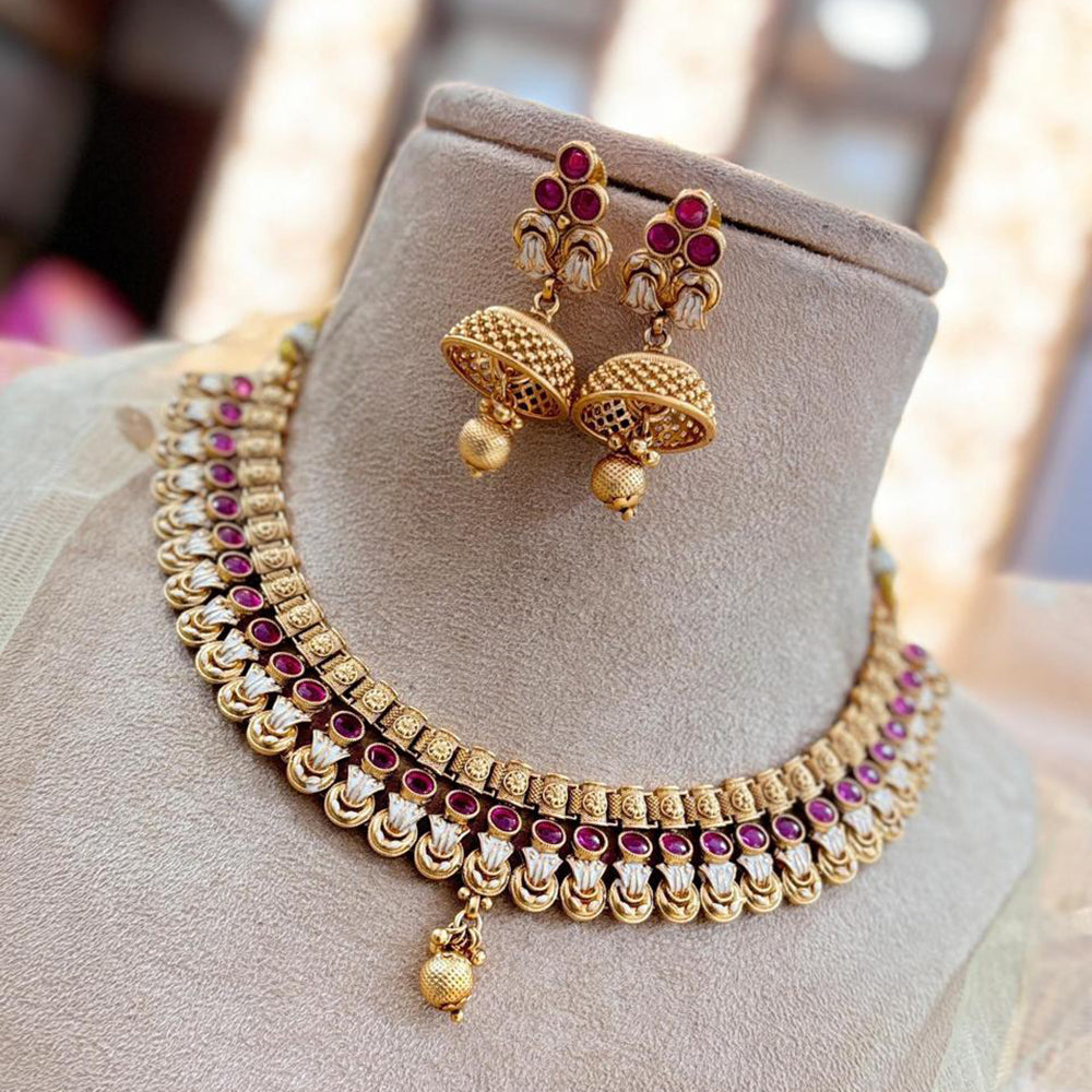 Jewel Addiction Gold Plated Pota Stone Necklace Set