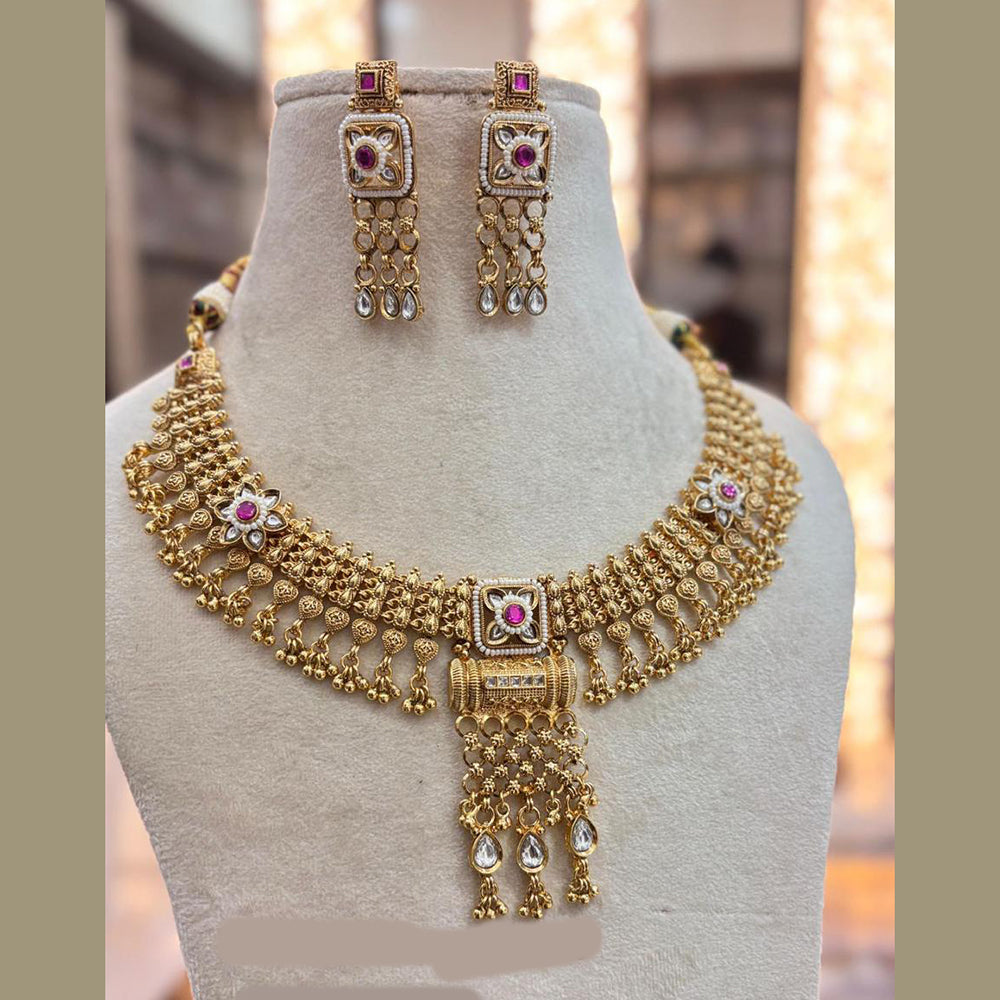 Jewel Addiction Gold Plated Pota Stone Necklace Set