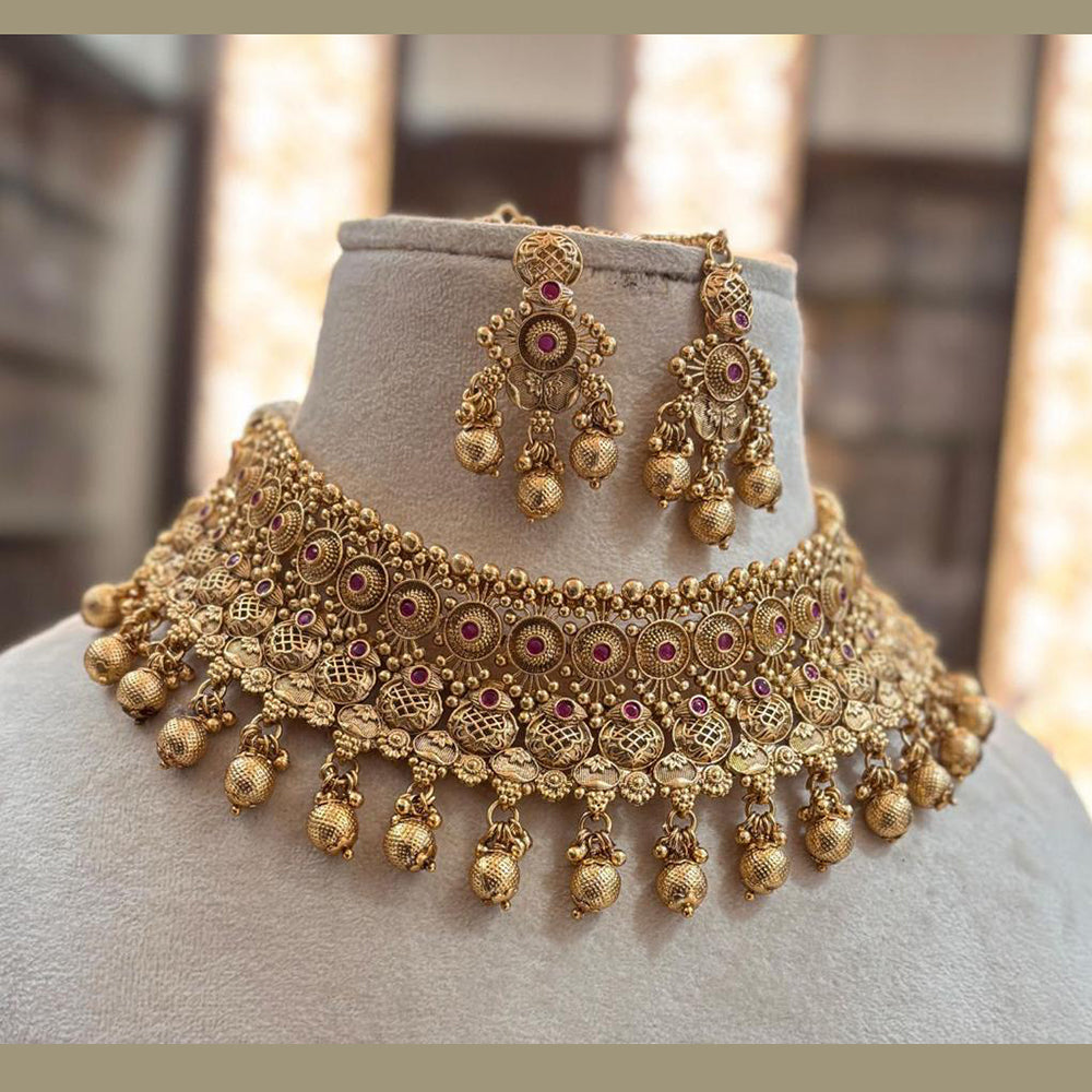 Jewel Addiction Gold Plated Pota Stone Necklace Set
