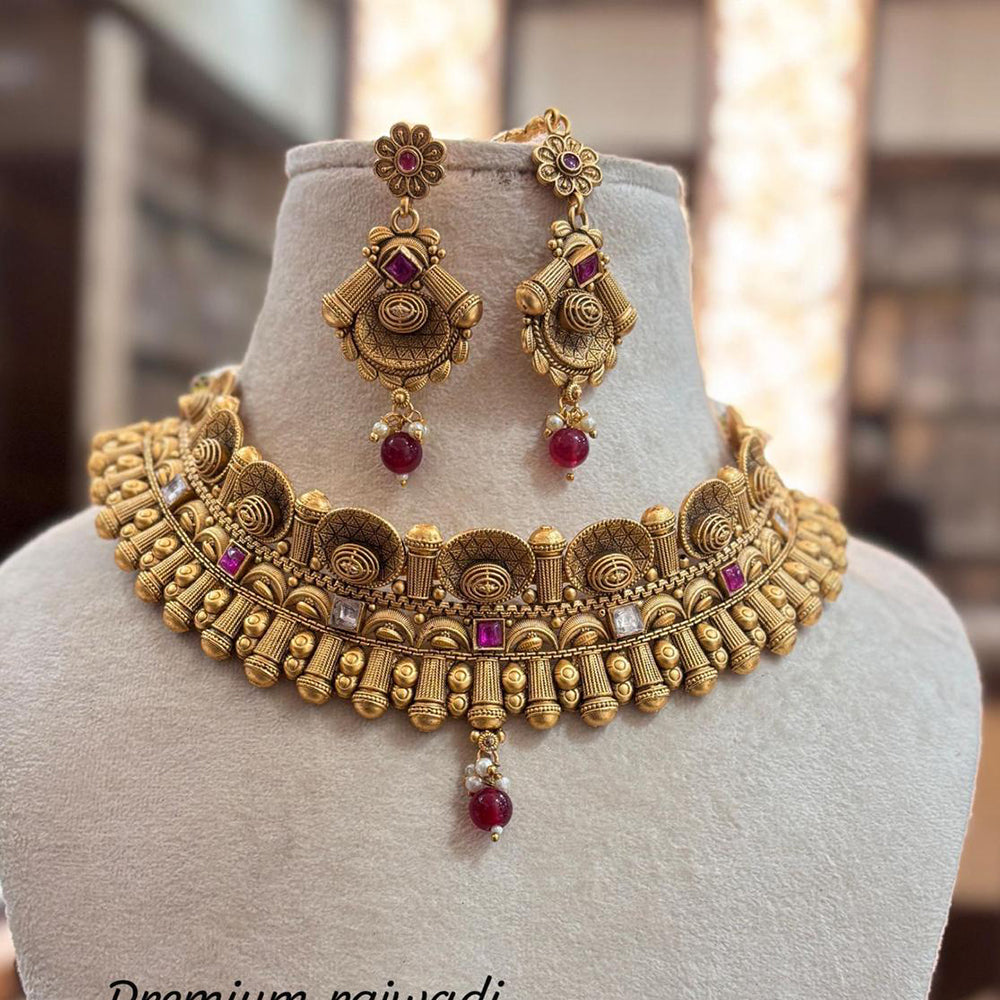 Jewel Addiction Gold Plated Pota Stone Necklace Set