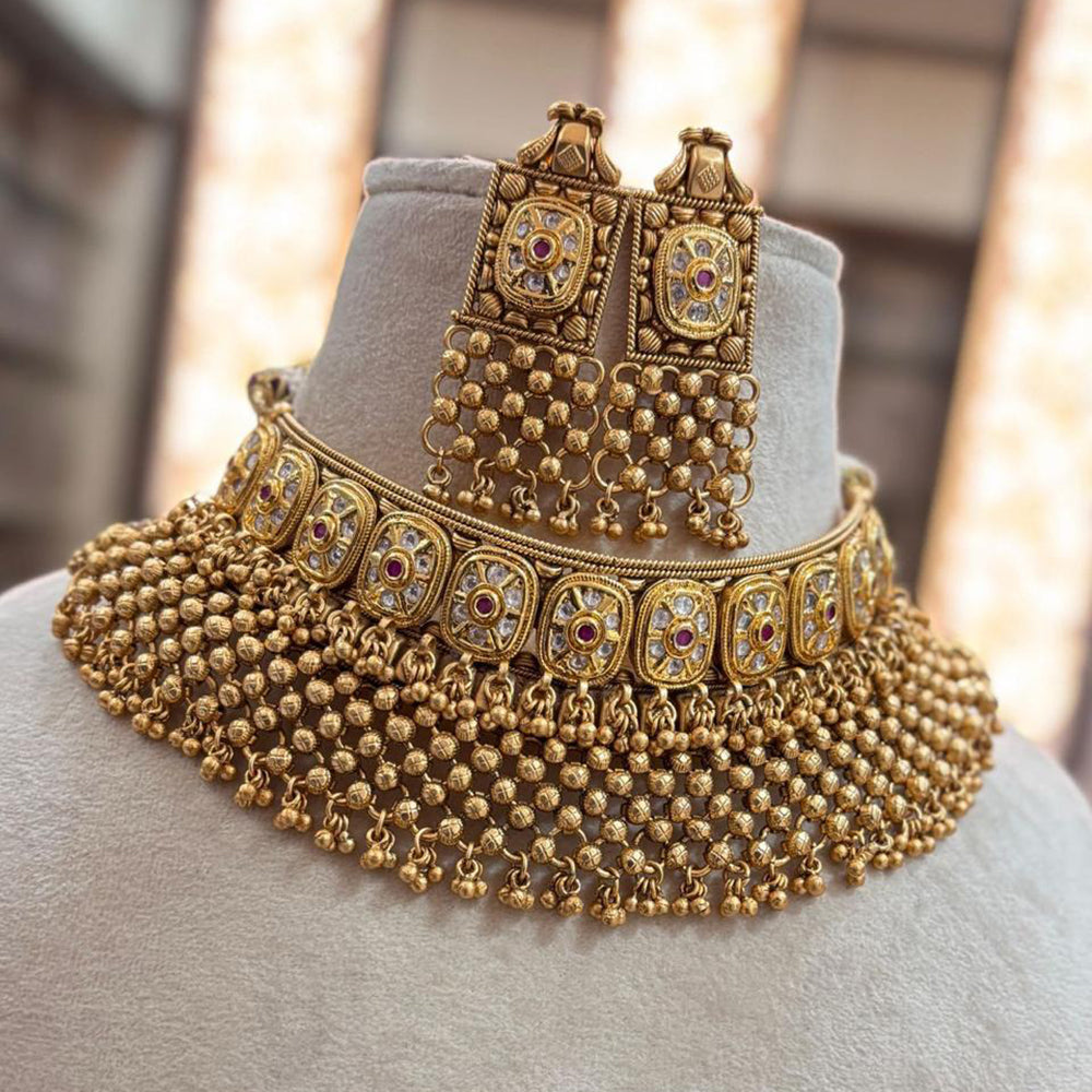 Jewel Addiction Gold Plated Pota Stone Necklace Set