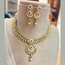 Jewel Addiction Gold Plated Pota Stone And Meenakari Necklace Set