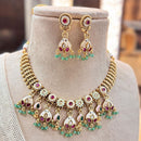 Jewel Addiction Gold Plated Pota Stone And Pearls Meenakari Necklace Set