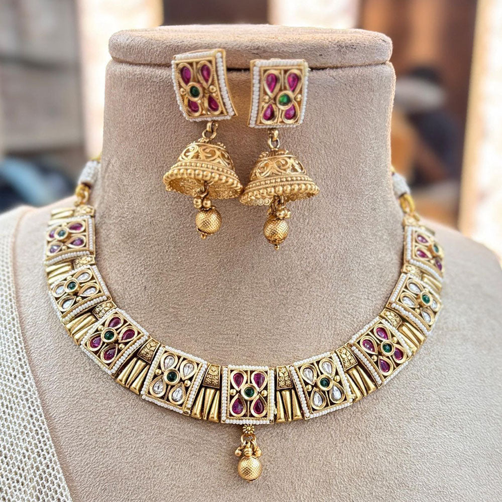 Jewel Addiction Gold Plated Pota Stone Necklace Set