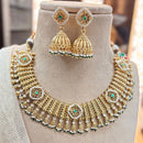 Jewel Addiction Gold Plated Pota Stone And Pearls Necklace Set