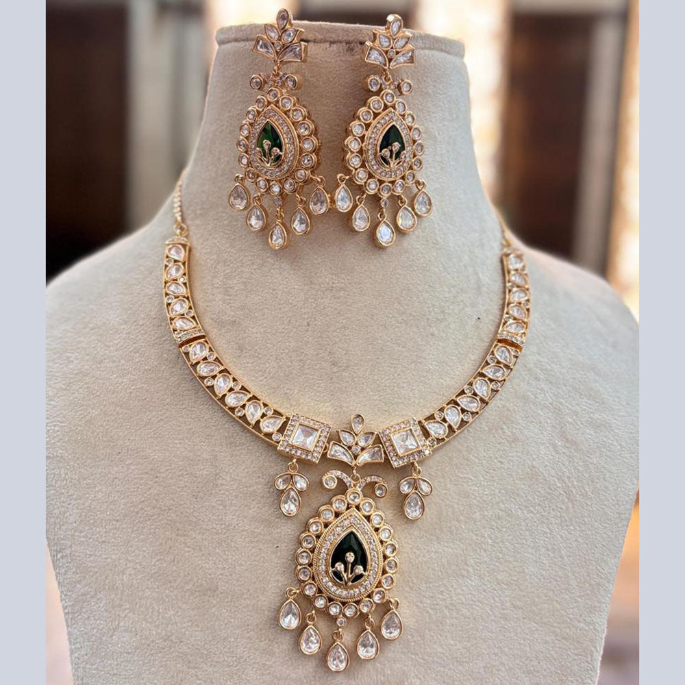 Jewel Addiction Gold Plated Polki Kundan Stone Necklace Set