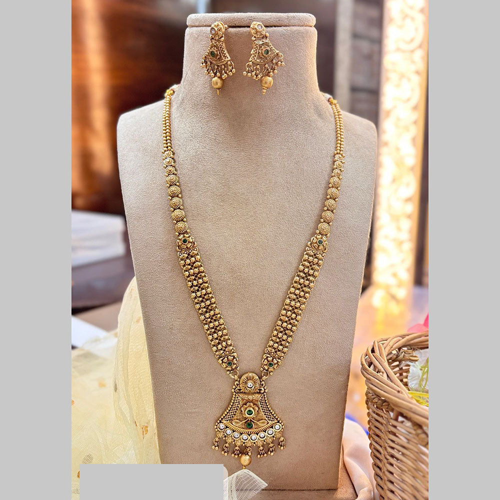 Jewel Addiction Gold Plated Pota Stone And Pearls Long Necklace Set