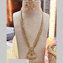 Jewel Addiction Gold Plated Pota Stone And Pearls Long Necklace Set