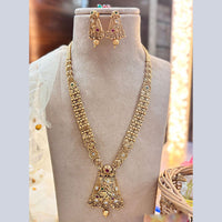 Jewel Addiction Gold Plated Pota Stone And Pearls Long Necklace Set